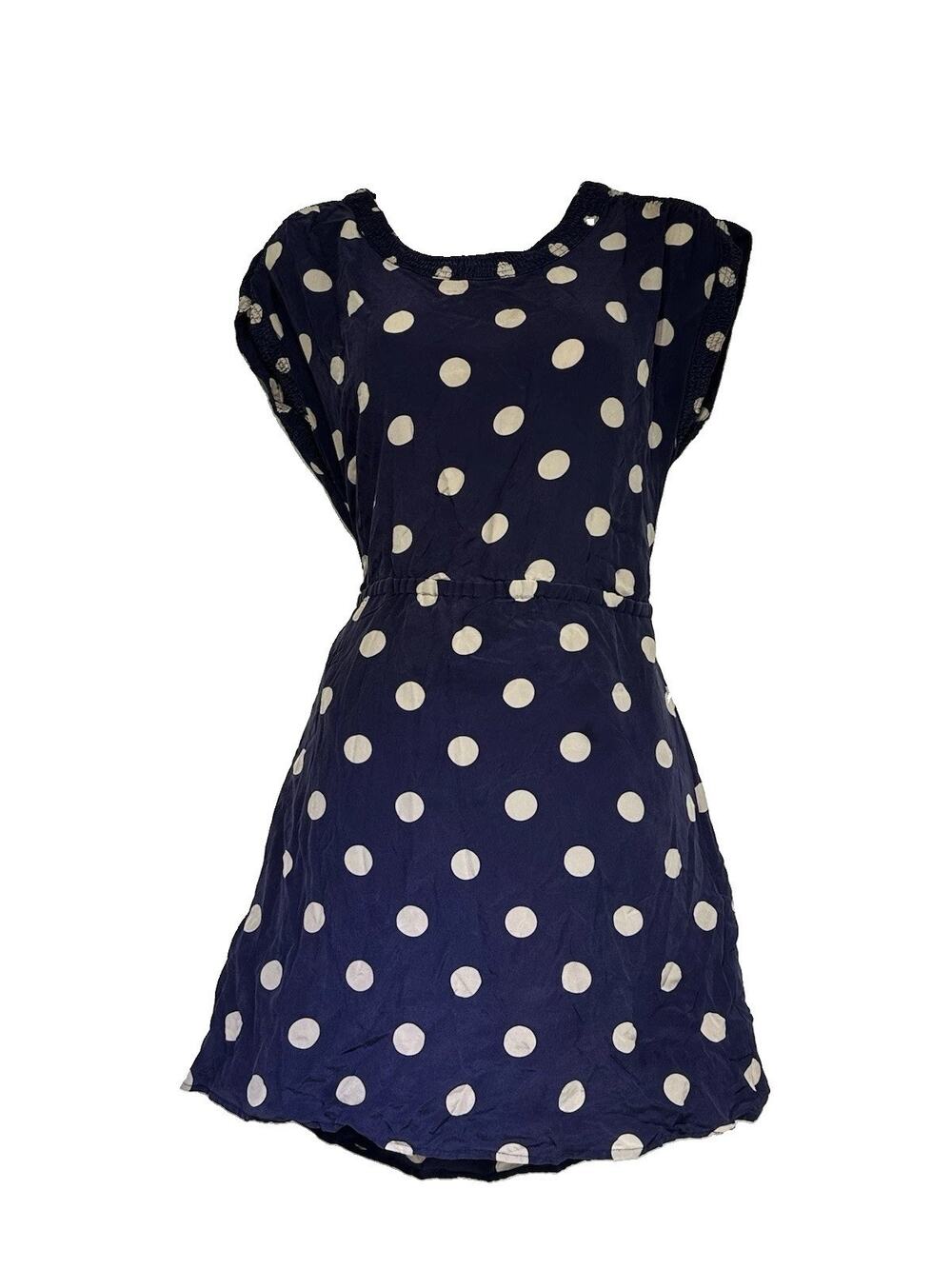 MADEWELL Broadway & Broome blue beige Polka Dot Dress pockets